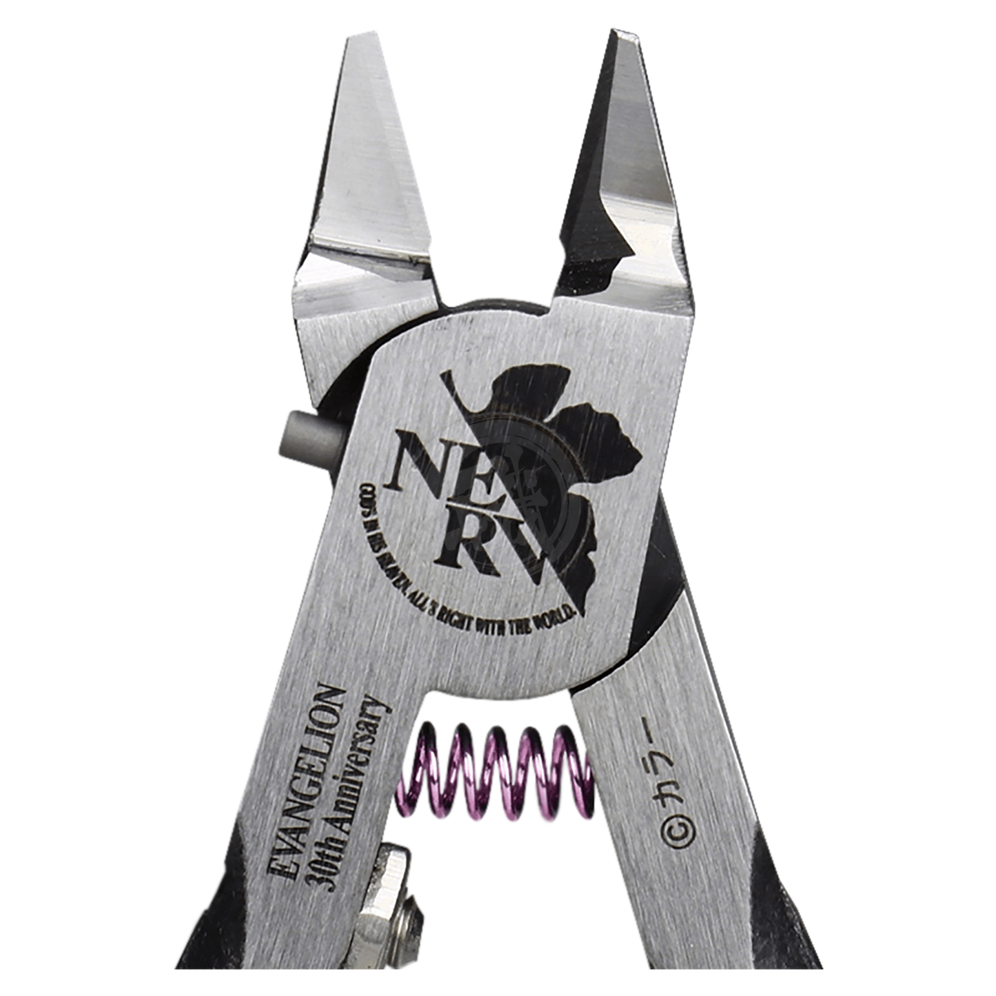Right-handed Evangelion Unit-01 limited edition Godhand Ultimate Nipper cutting tool with detailed design and ergonomic grip.