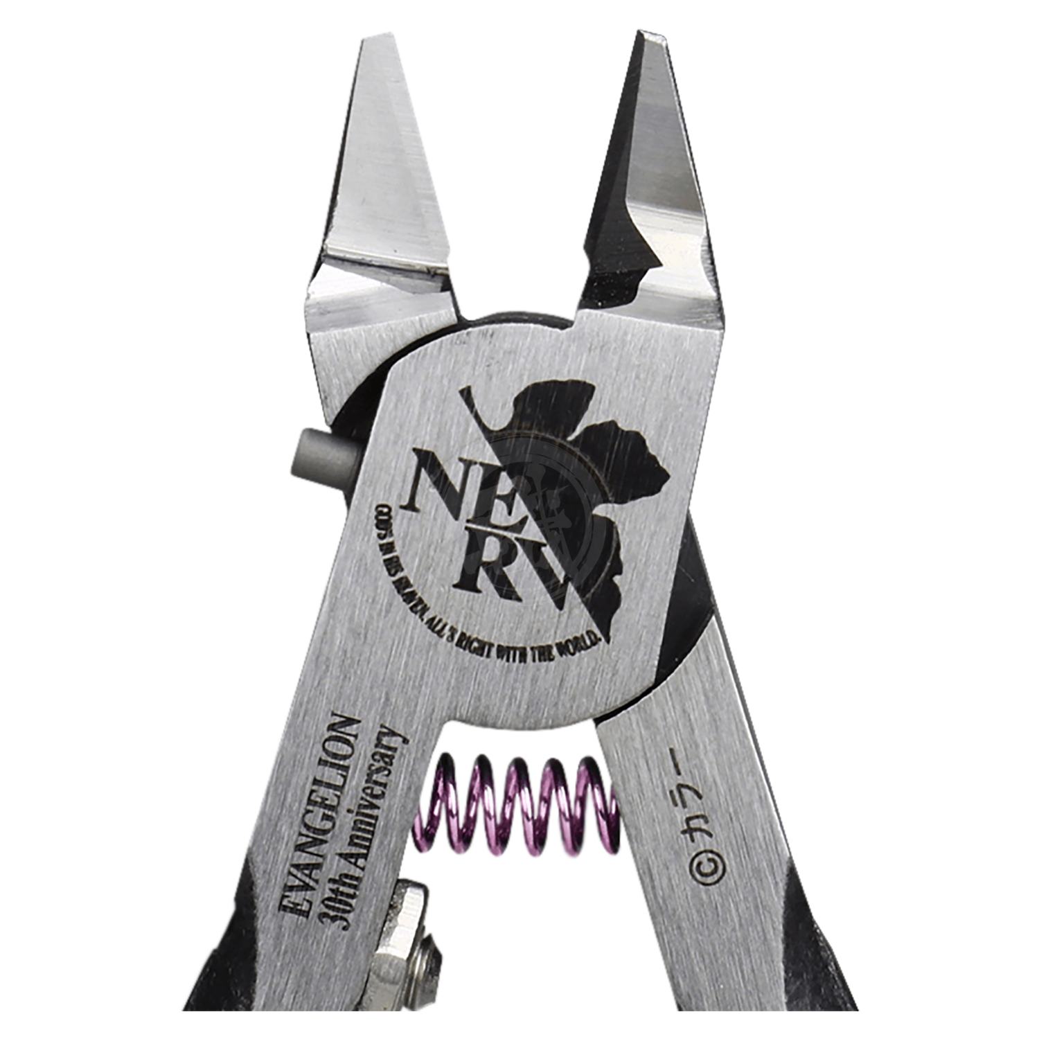 Right-handed Evangelion Unit-01 limited edition Godhand Ultimate Nipper cutting tool with detailed design and ergonomic grip.