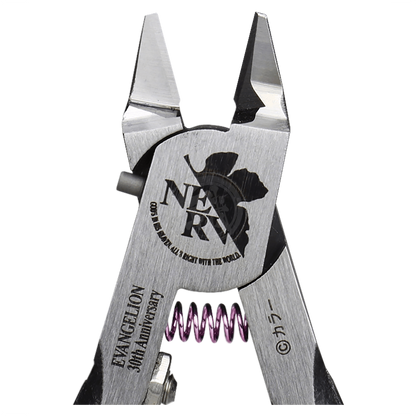 Right-handed Evangelion Unit-01 limited edition Godhand Ultimate Nipper cutting tool with detailed design and ergonomic grip.