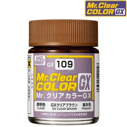 GSI Creos GX Clear Brown paint bottle with label showing product name and branding, ready for detailed painting projects.