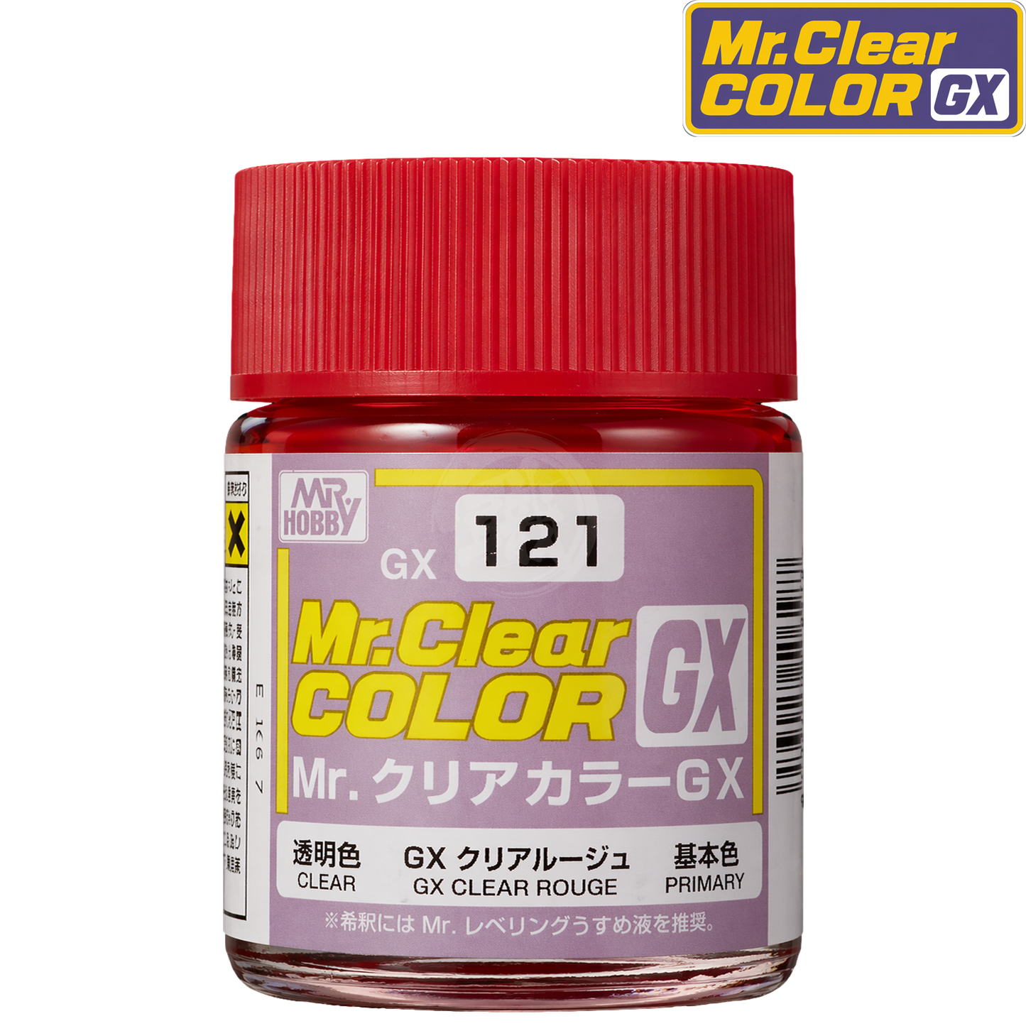 GSI Creos GX Clear Rouge paint container with label, showcasing the product's packaging for model detailing and finishing.