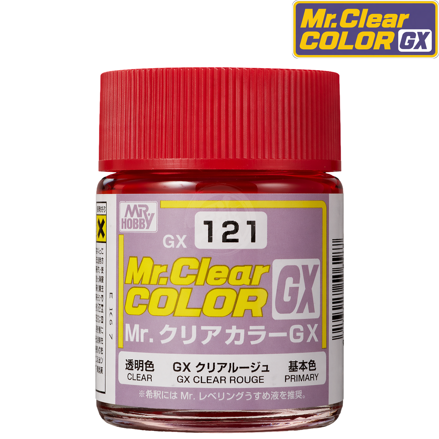 GSI Creos GX Clear Rouge paint container with label, showcasing the product's packaging for model detailing and finishing.