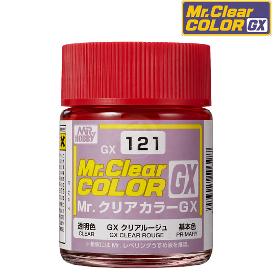 GSI Creos GX Clear Rouge paint container with label, showcasing the product's packaging for model detailing and finishing.