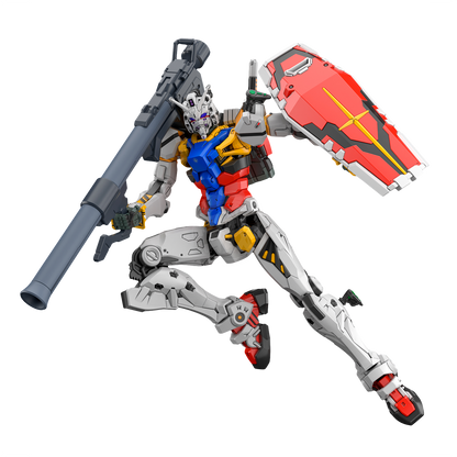 HG White Gundam model kit by Bandai featuring a detailed white plastic robot figure with articulated joints and weapon accessories.