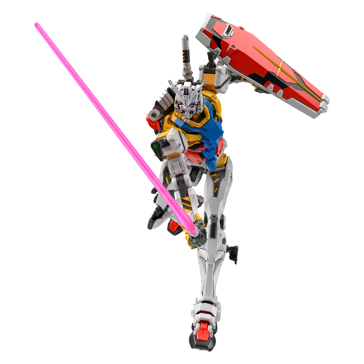 HG White Gundam model kit by Bandai, featuring a detailed 1/144 scale plastic robot figure with white armor and weapon accessories.