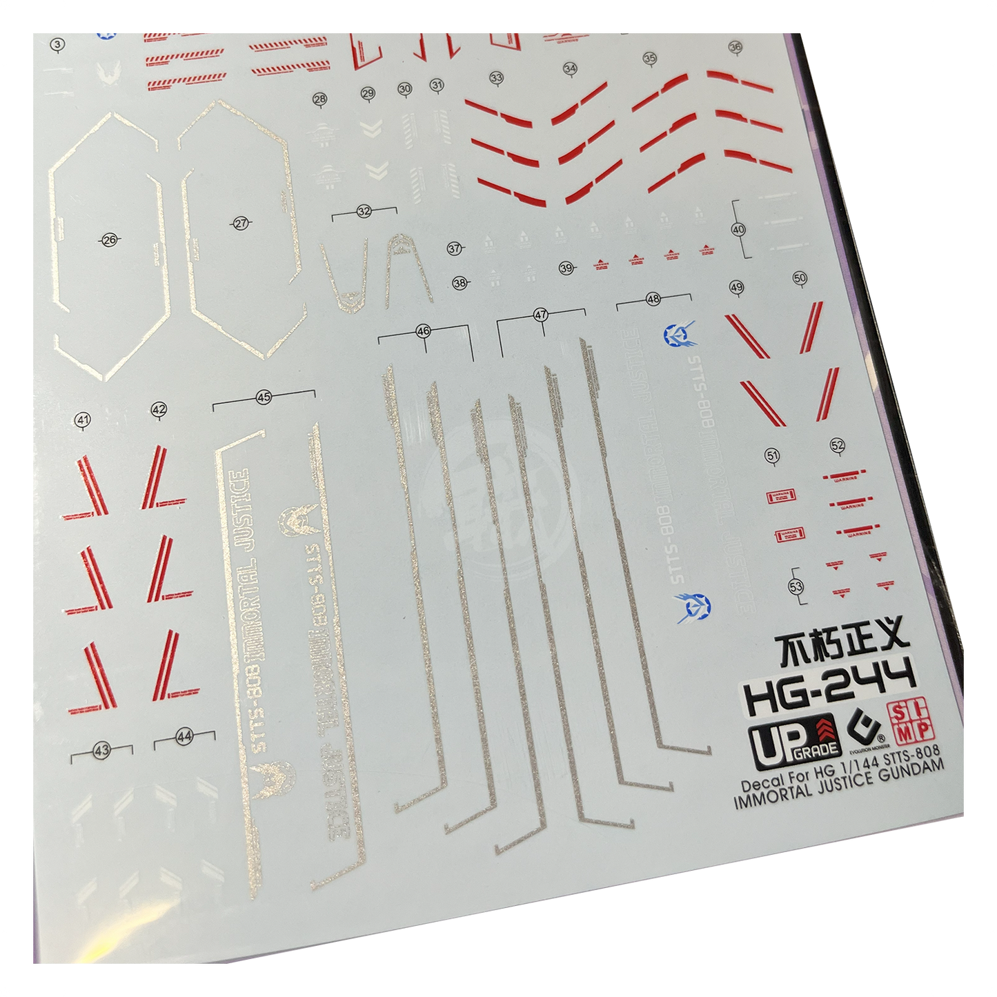 HG Immortal Justice Gundam Waterslide Decals [UV]