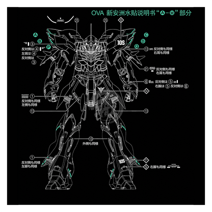 EVO Studio - MG Sinanju Waterslide Decals [With Foil Gold Sleeves] - ShokuninGunpla