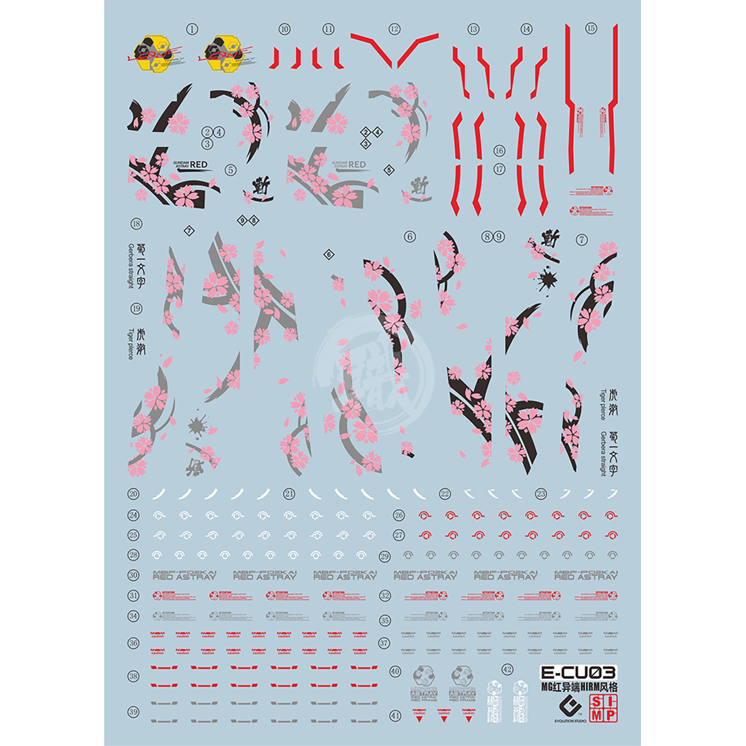 DL Model 1/144 RG MBF-P02 Astray Red Frame Gundam – Water Slide Decal Sticker Sheet (Pre-cut)