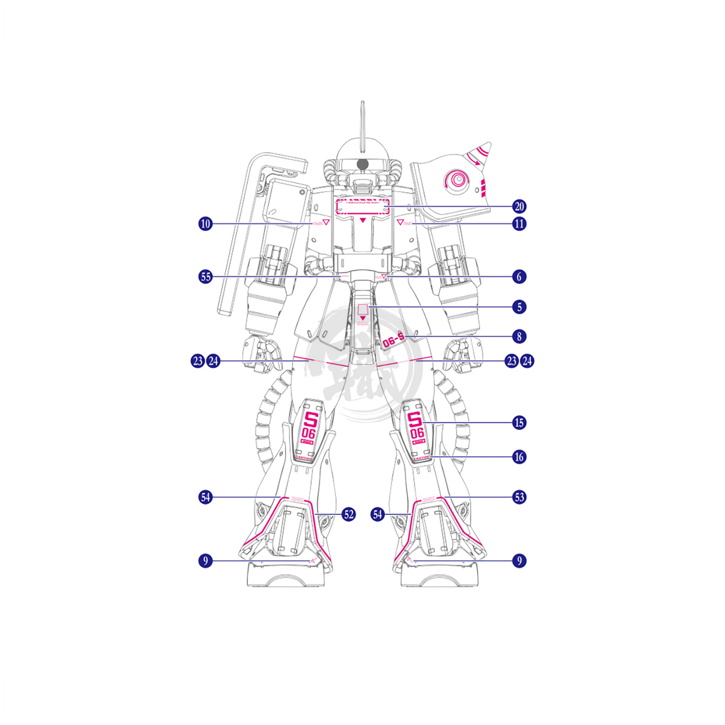 MG Zaku II [Ver 2.0] [Char Aznable Custom] Waterslide Decals [UV]