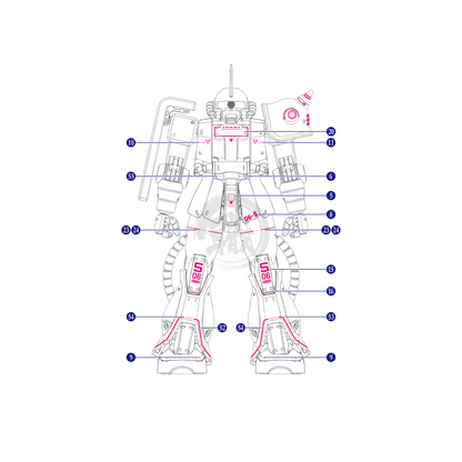 MG Zaku II [Ver 2.0] [Char Aznable Custom] Waterslide Decals [UV]