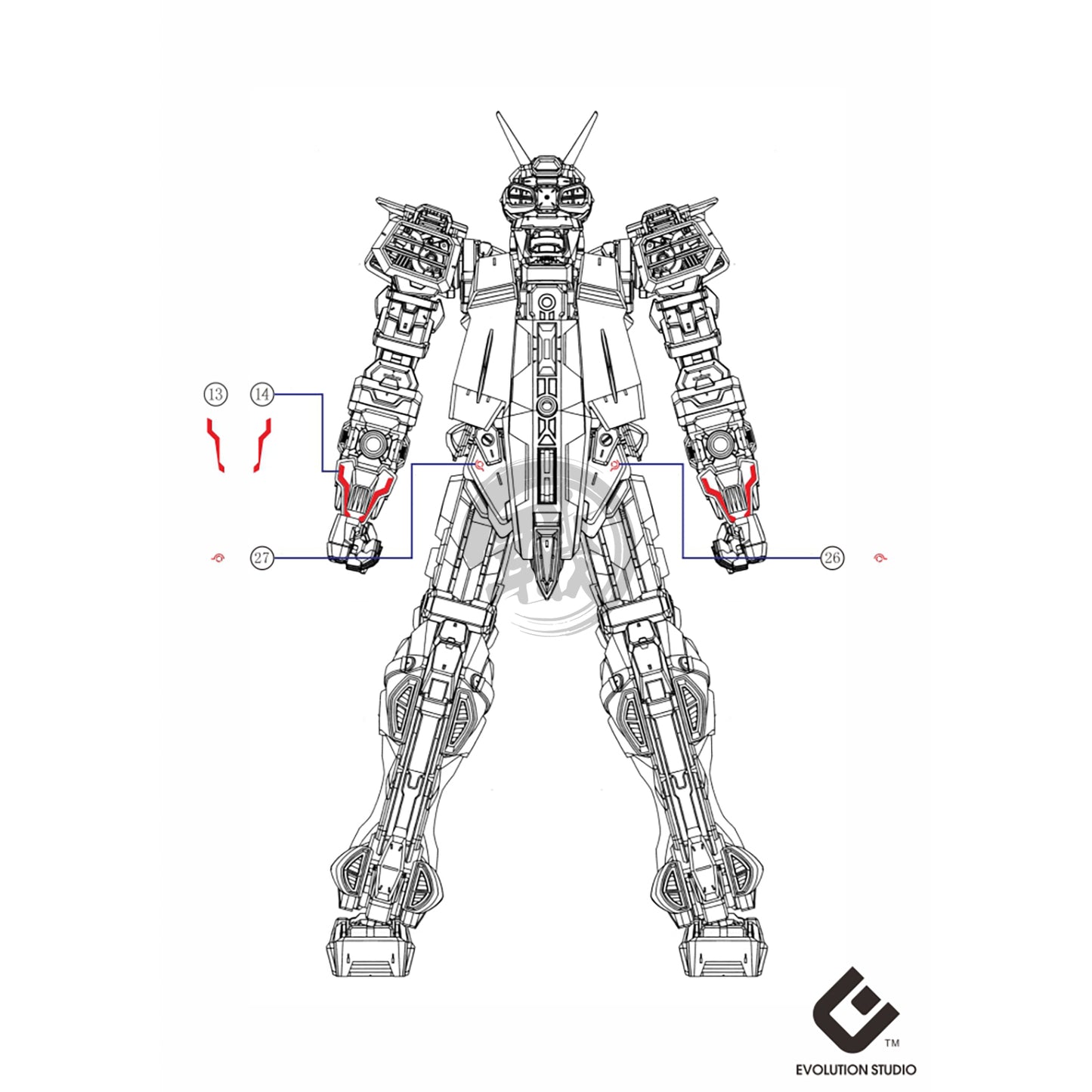 EVO Studio - HIRM Style Gundam Astray Red Frame Kai Waterslide Decals [Fluorescent] - ShokuninGunpla