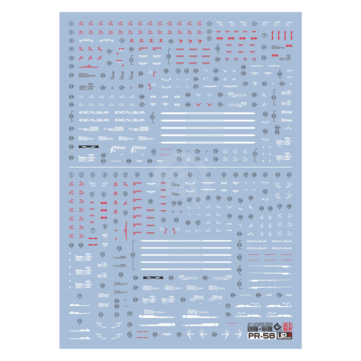 RG Sword/Destiny Impulse Gundam Waterslide Decals [UV]