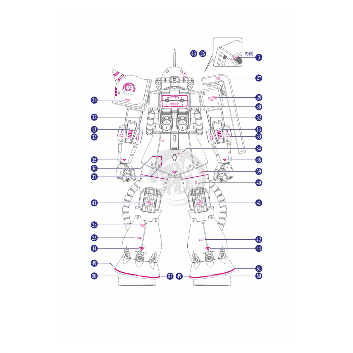 MG Zaku II [Ver 2.0] [Char Aznable Custom] Waterslide Decals [UV]