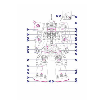 MG Zaku II [Ver 2.0] [Char Aznable Custom] Waterslide Decals [UV]