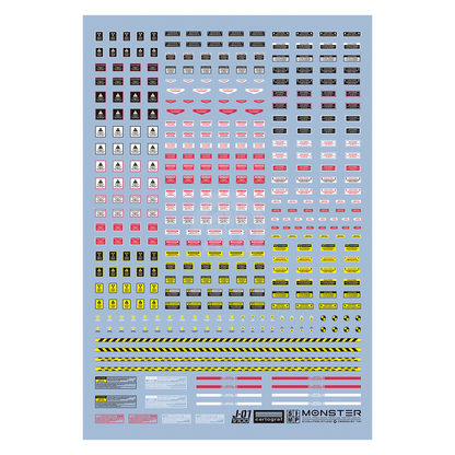 Monster Ultra-Precision Printing Water Decals [J01] [Multi-Color Caution Signs]