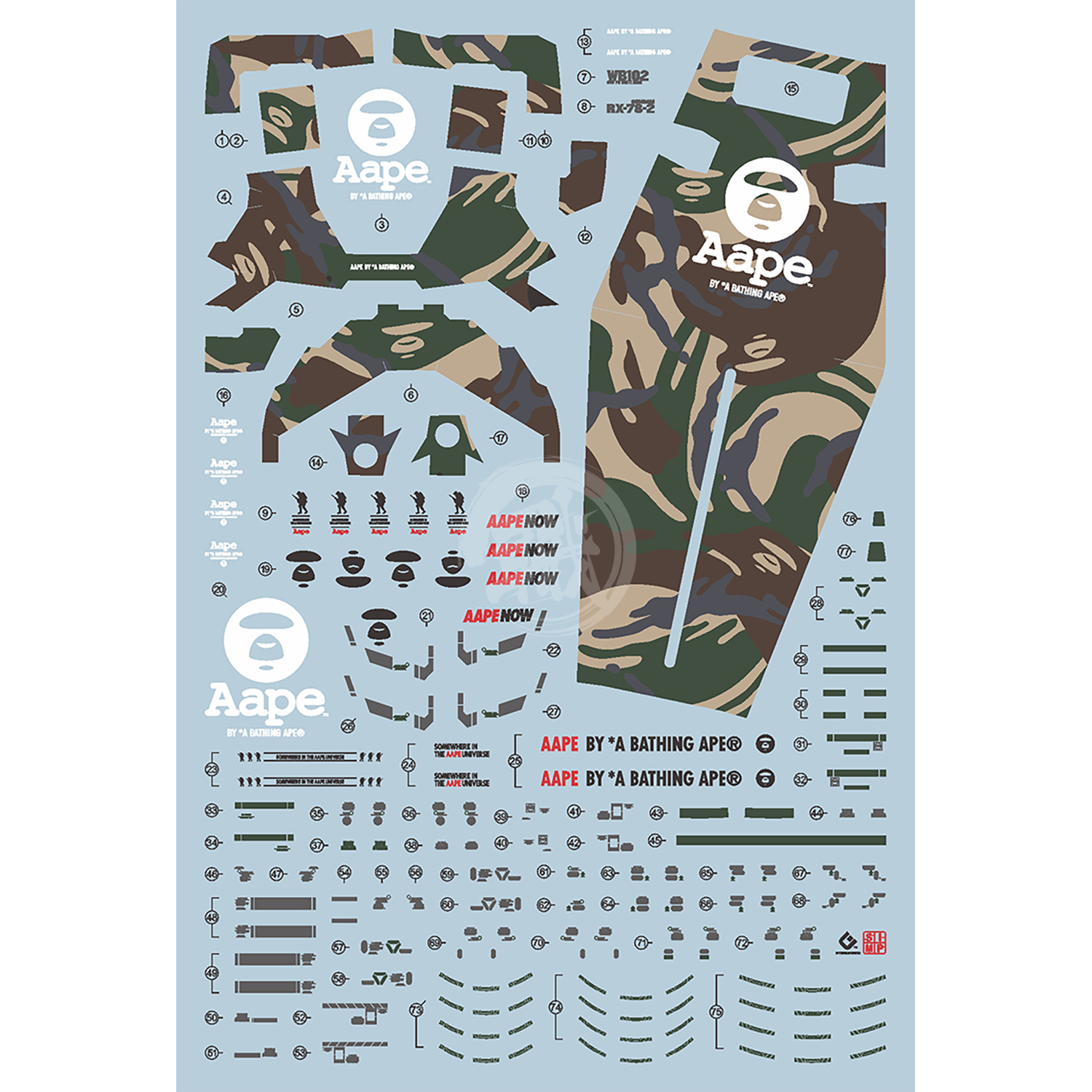 EVO Studio - MG RX-78-2 Gundam [Ver 3.0] [AAPE Green Camo Ver.] Waterslide Decals - ShokuninGunpla