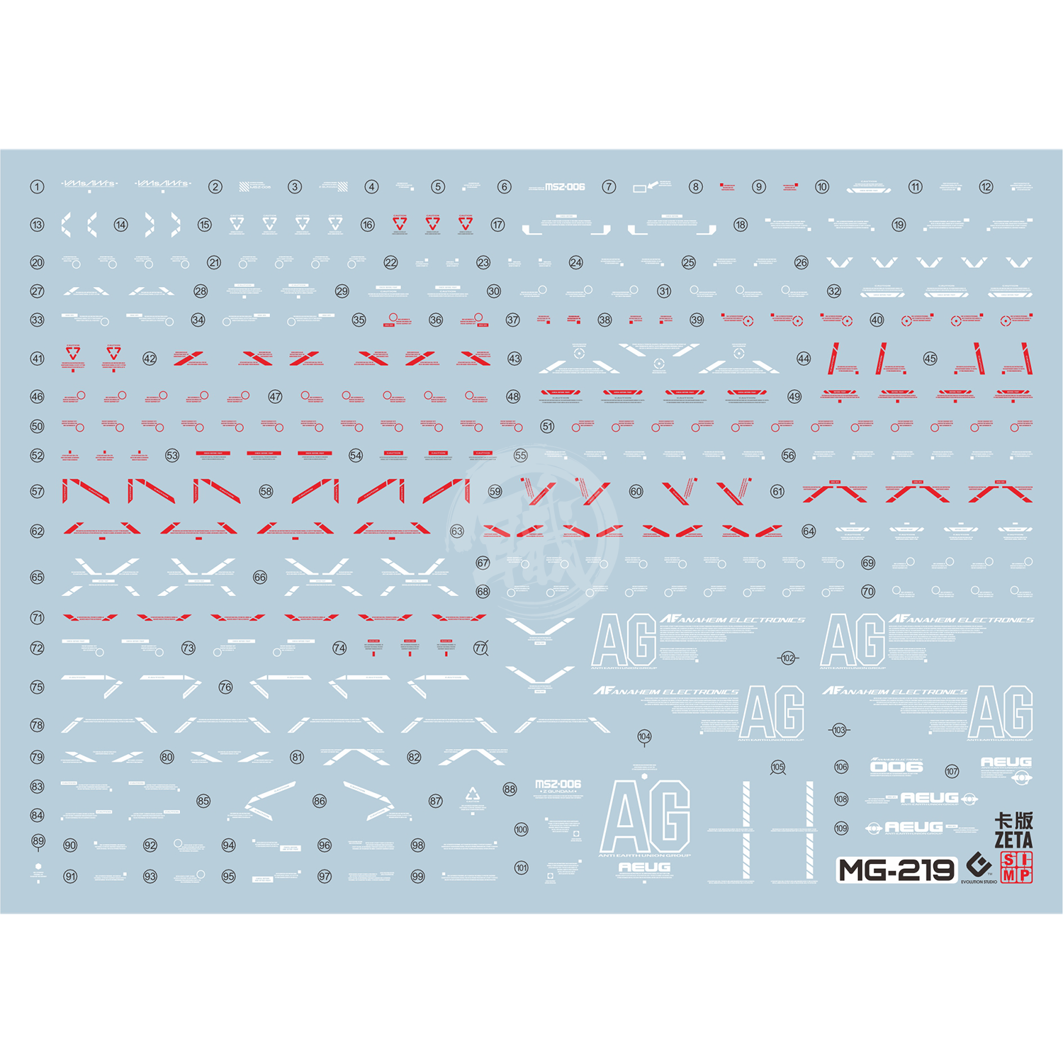 EVO Studio - MG Zeta Gundam Ver.Ka Waterslide Decals - ShokuninGunpla