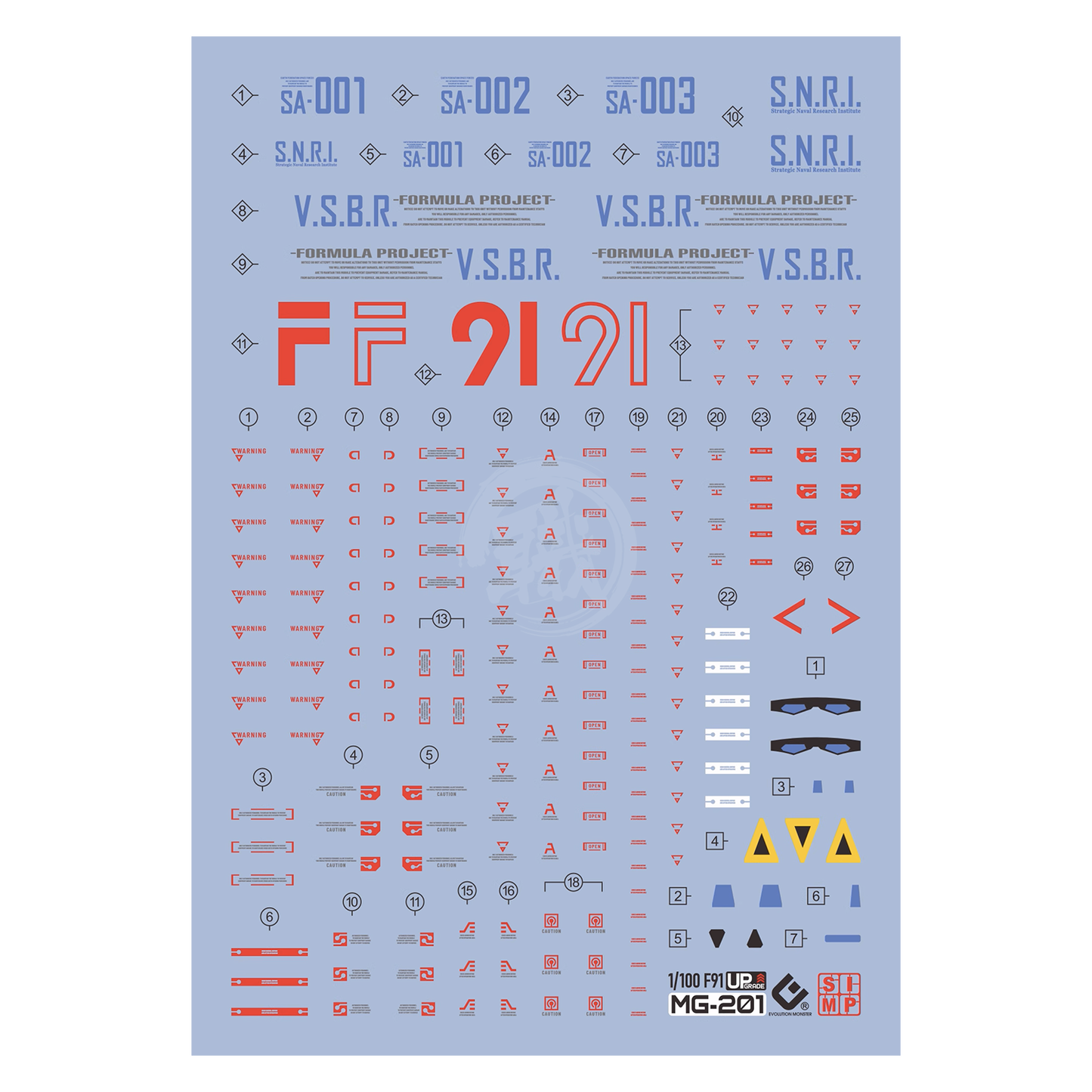 MG Gundam F91 Waterslide Decals [UV] - ShokuninGunpla