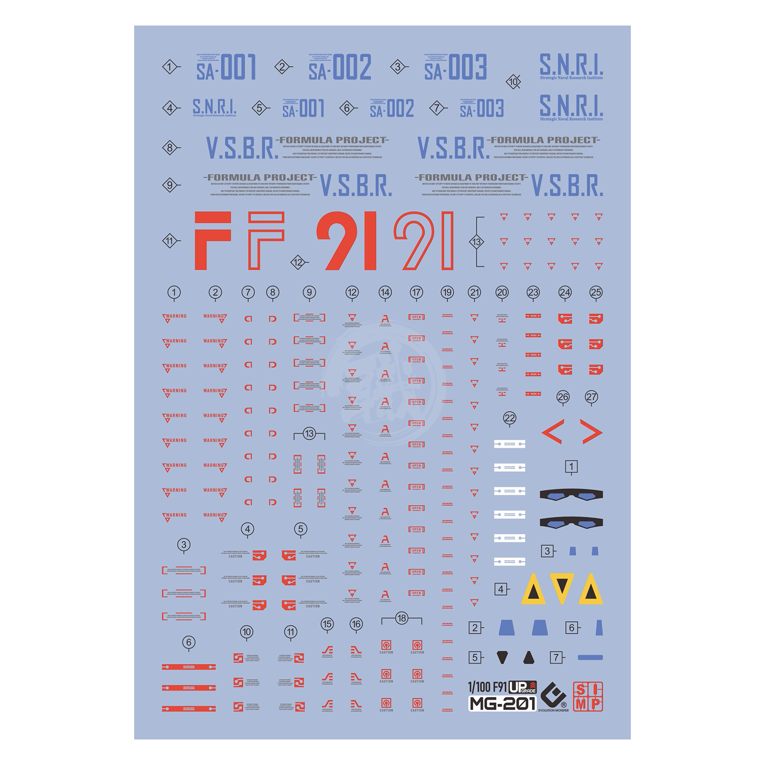 MG Gundam F91 Waterslide Decals [UV] - ShokuninGunpla