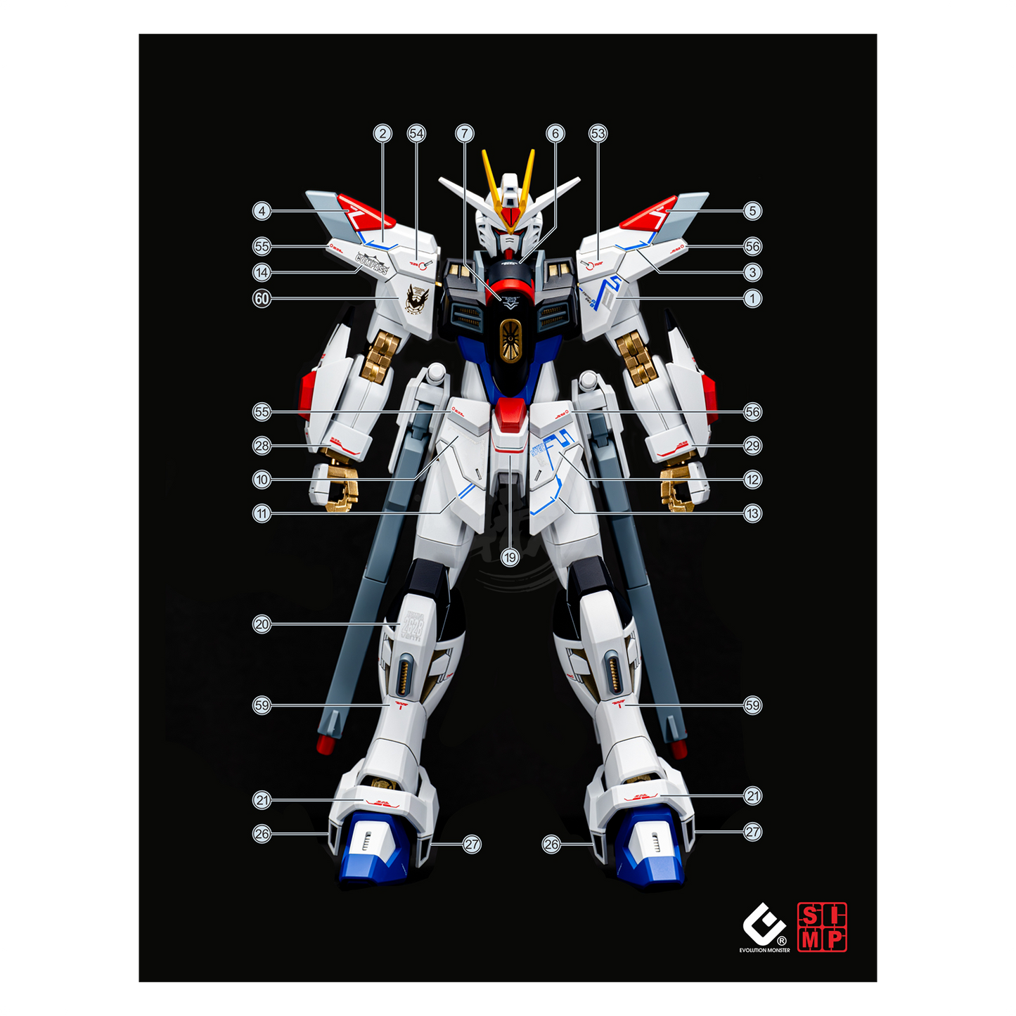 HG Mighty Strike Freedom Gundam Waterslide Decals [UV]