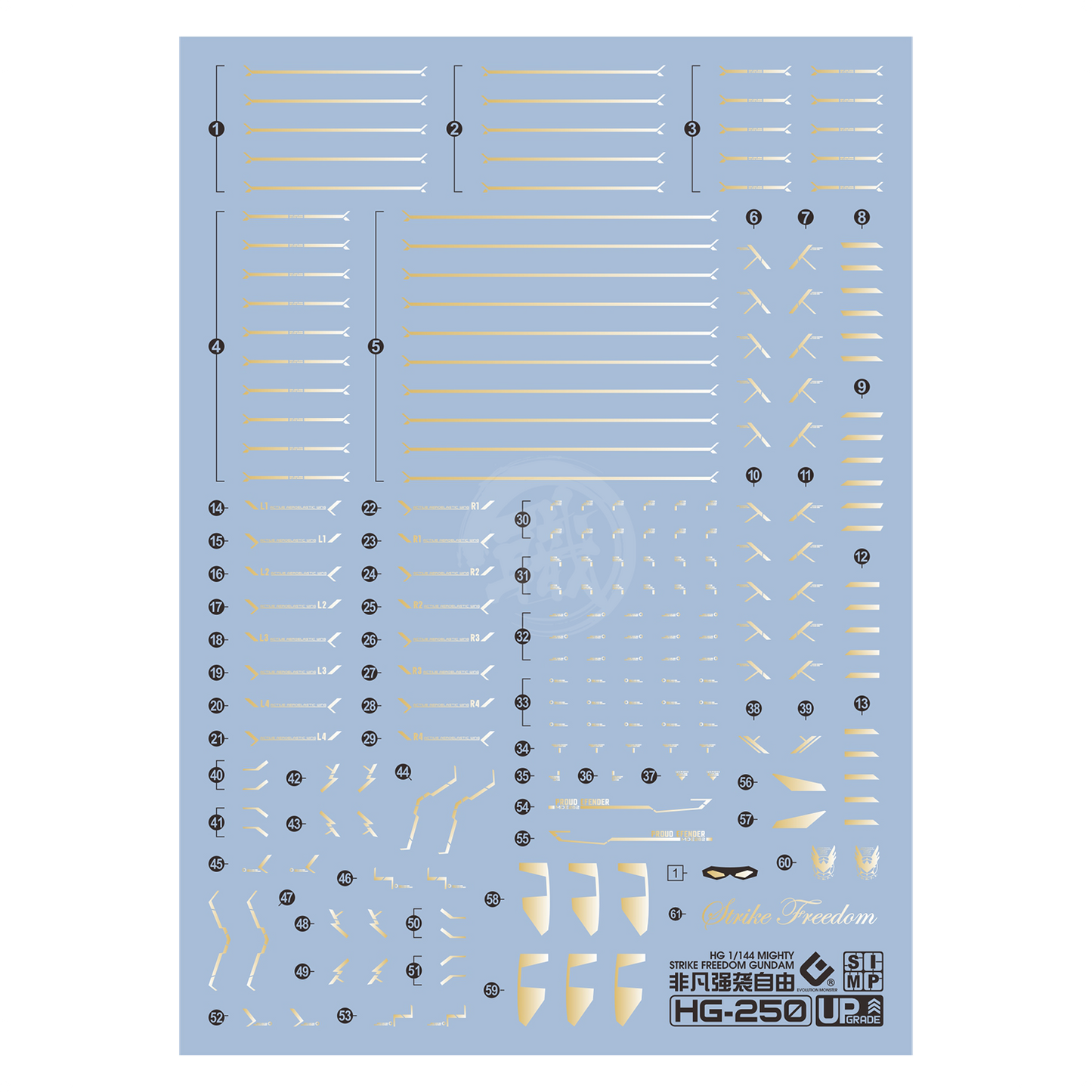 HG Mighty Strike Freedom Gundam Waterslide Decals [UV]