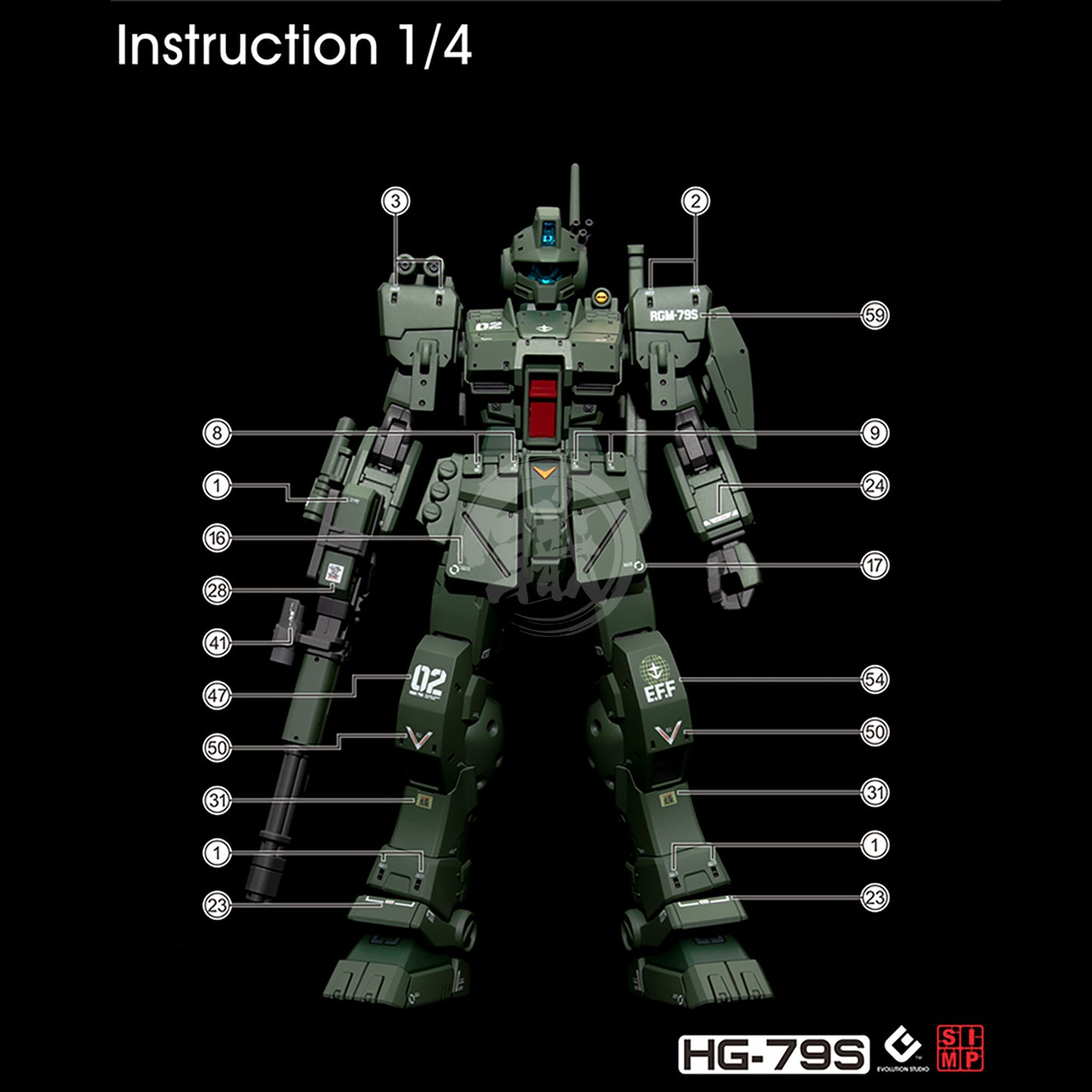 EVO Studio - HG GM Spartan Waterslide Decals [Fluorescent] - ShokuninGunpla