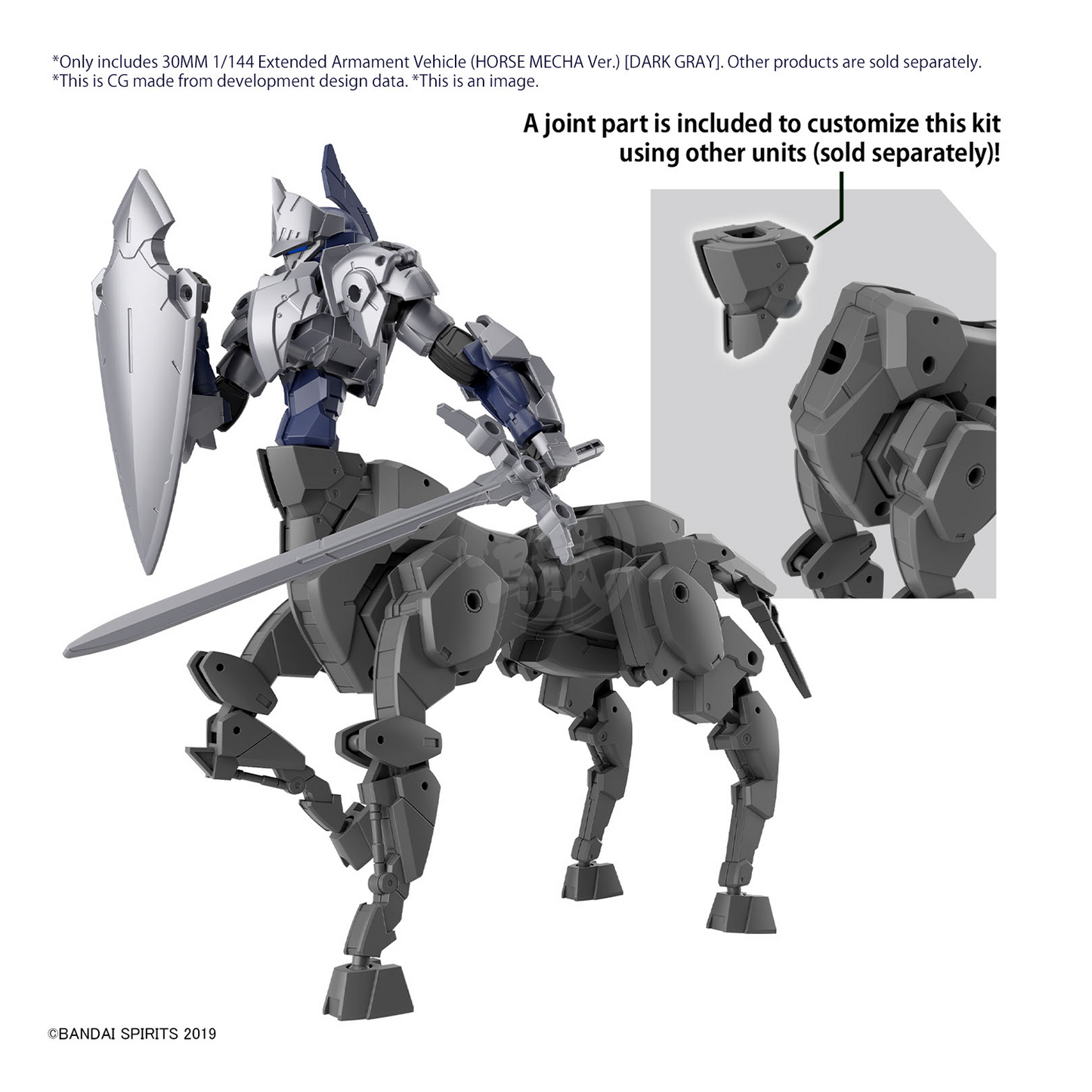 Bandai - 30MM Extended Armament Vehicle [Horse Mecha Ver.] [Dark Grey] - ShokuninGunpla