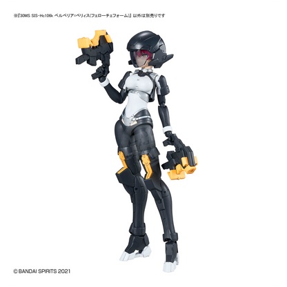 Model kit of the 30MS Belveria-Berys Feroce Form by Bandai, featuring detailed parts and vibrant colors for assembly.