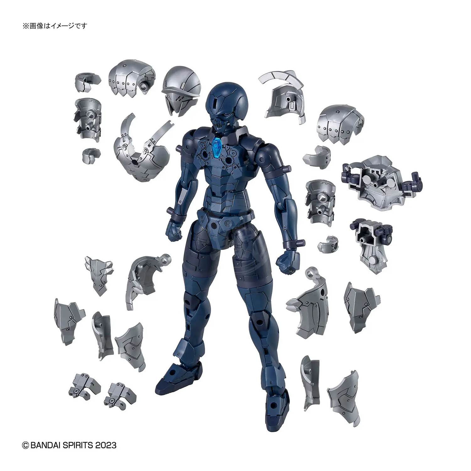 Bandai 30MF Rosan Swordman model kit featuring detailed armor, sword, and dynamic pose on a plain background.