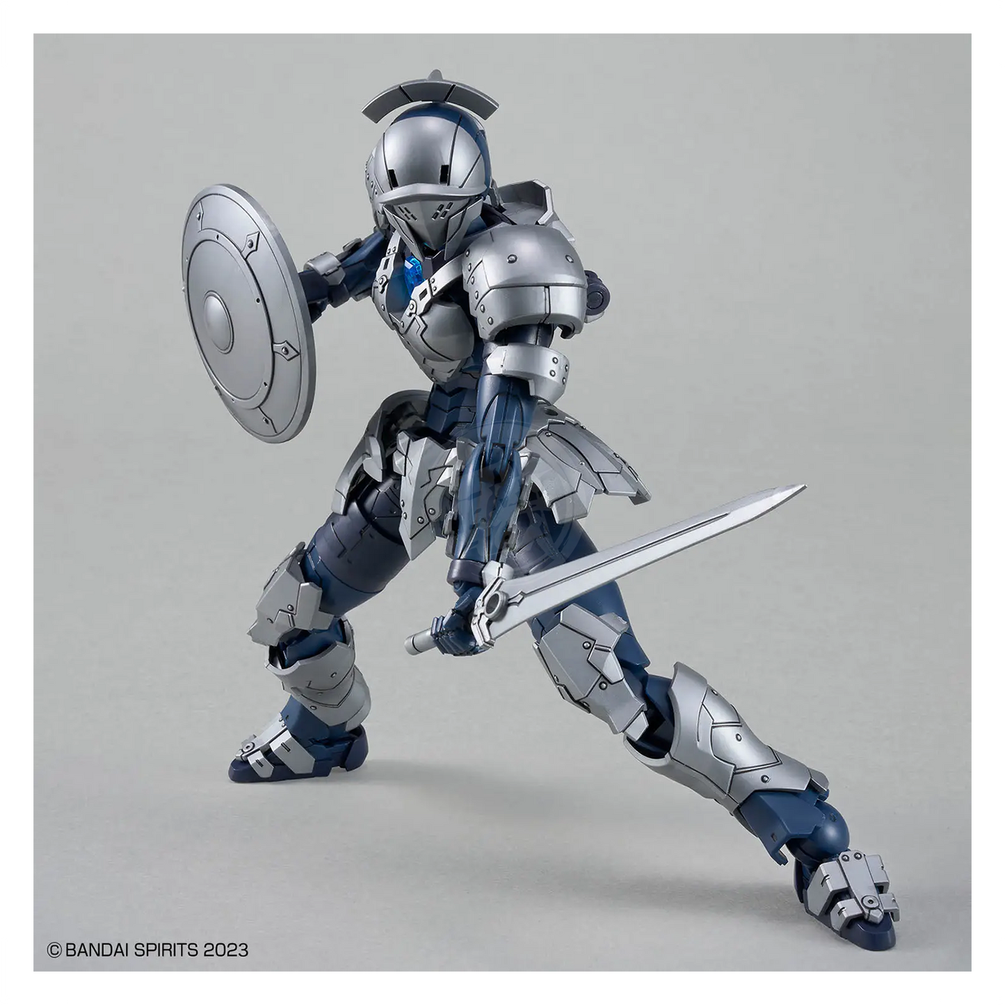 Bandai 30MF Rosan Swordman model kit featuring detailed plastic parts assembled in a dynamic pose.