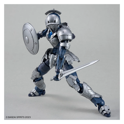 Bandai 30MF Rosan Swordman model kit featuring detailed plastic parts assembled in a dynamic pose.