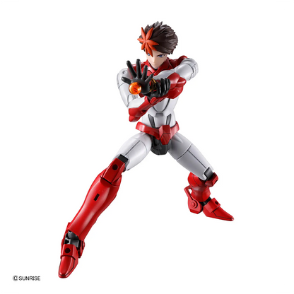 Bandai 30MF Yoroi-Shinden Samurai Troopers Gai of the Heat model kit assembled with detailed armor and vibrant colors.