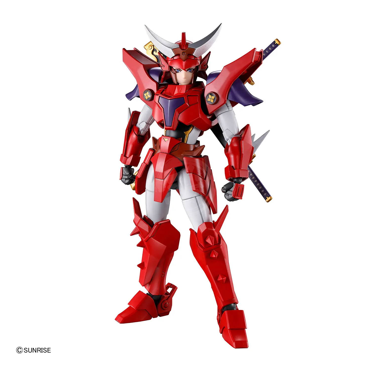 Bandai 30MF Yoroi-Shinden Samurai Troopers Gai of the Heat model kit featuring detailed armor and dynamic pose.