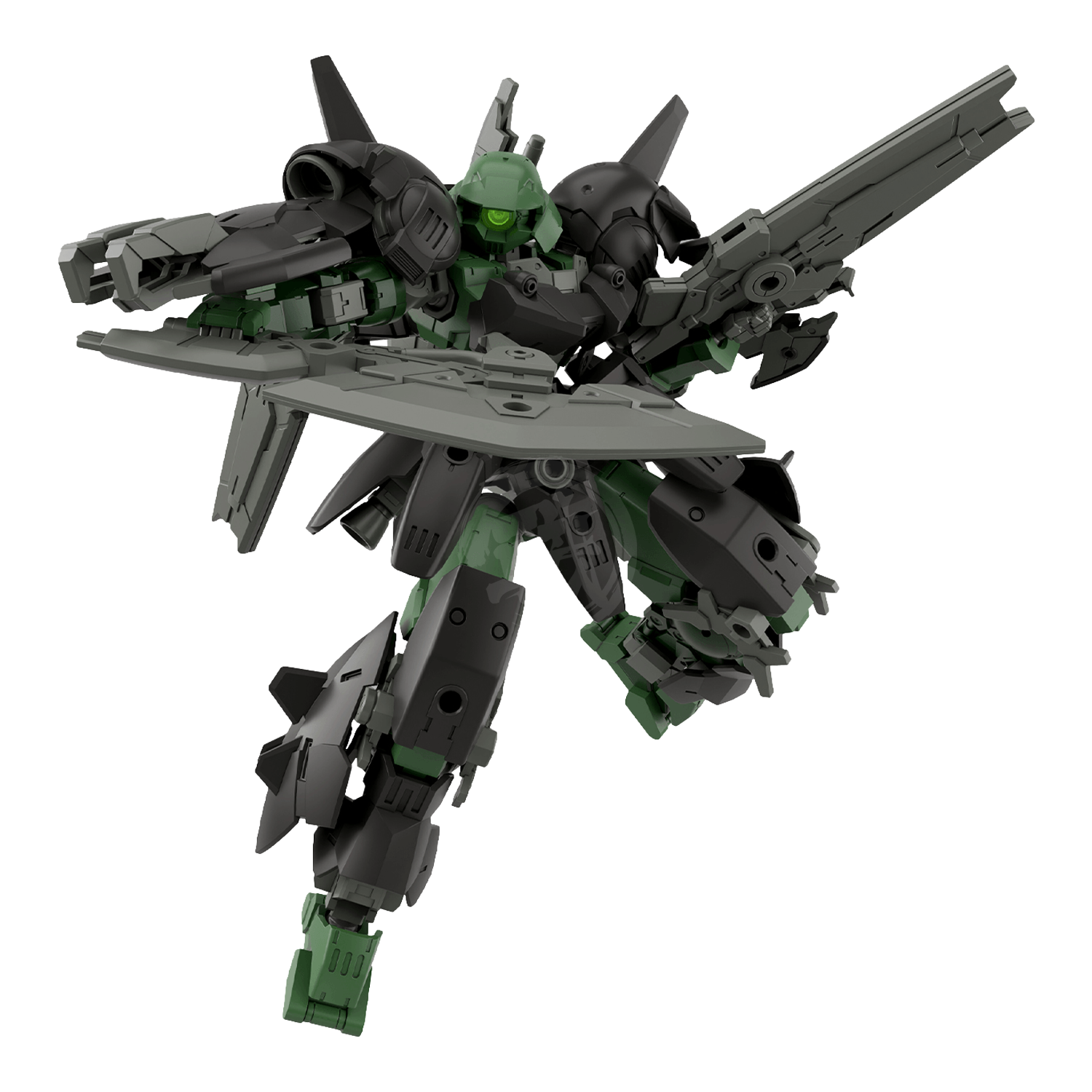 30mm Full Armor Portanova model kit by Bandai featuring detailed armored robot with weapons and intricate design elements.