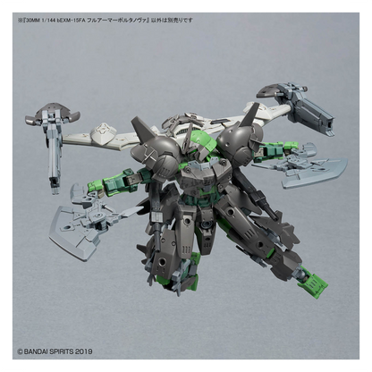 Detailed 30mm Full Armor Portanova model kit from Bandai, featuring armored parts and intricate design elements.
