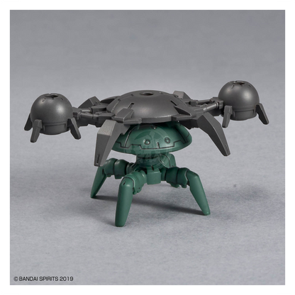 Bandai 30mm Full Armor Portanova model kit with detailed armor parts and weapon accessories, displayed assembled on a white background.