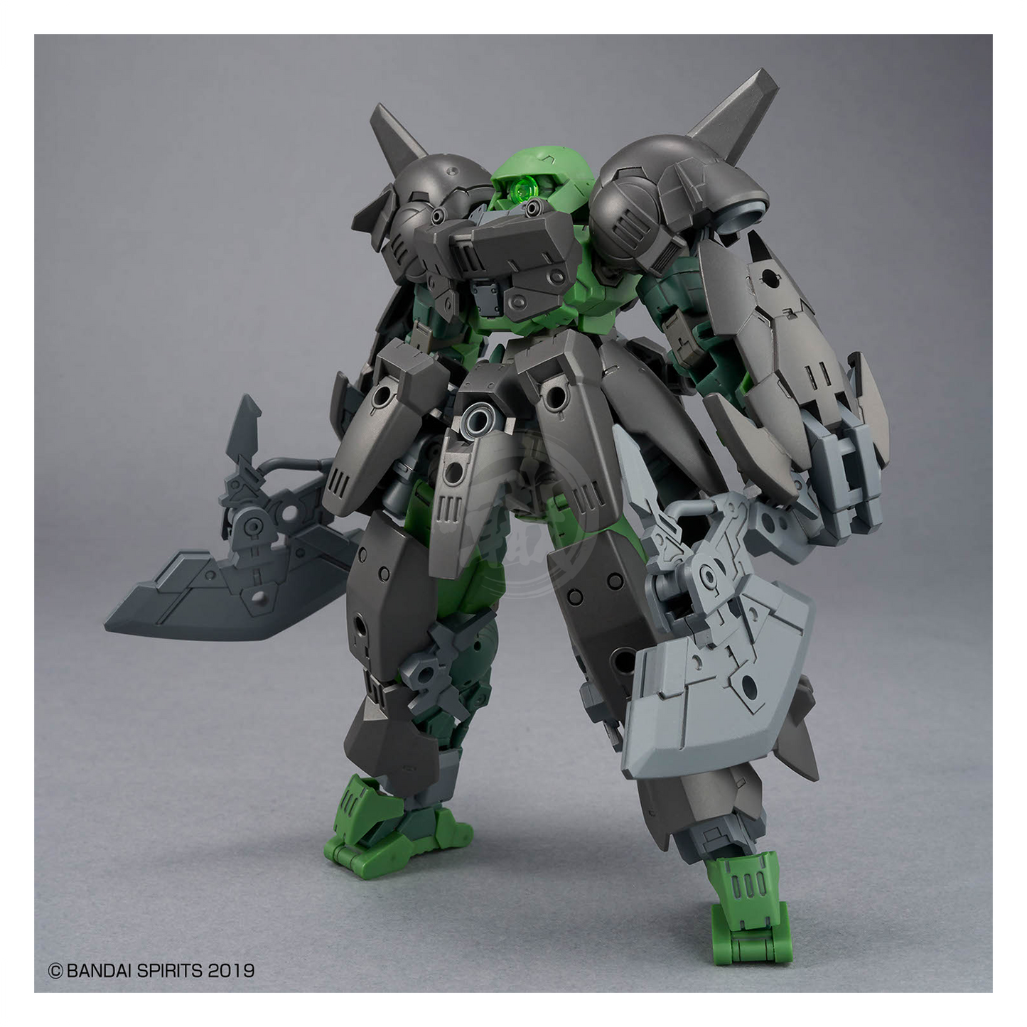 Bandai 30MM Full Armor Portanova model kit featuring detailed armor parts and poseable joints on a white background.