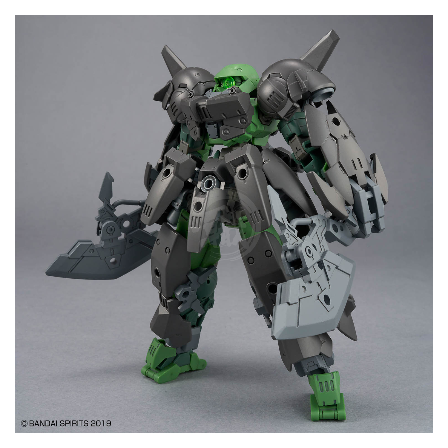 Bandai 30MM Full Armor Portanova model kit featuring detailed armor parts and poseable joints on a white background.