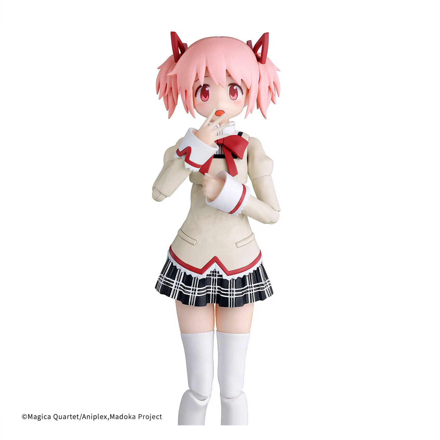 Bandai 30MP Madoka Kaname model kit in school uniform, featuring detailed plastic parts and realistic character design.