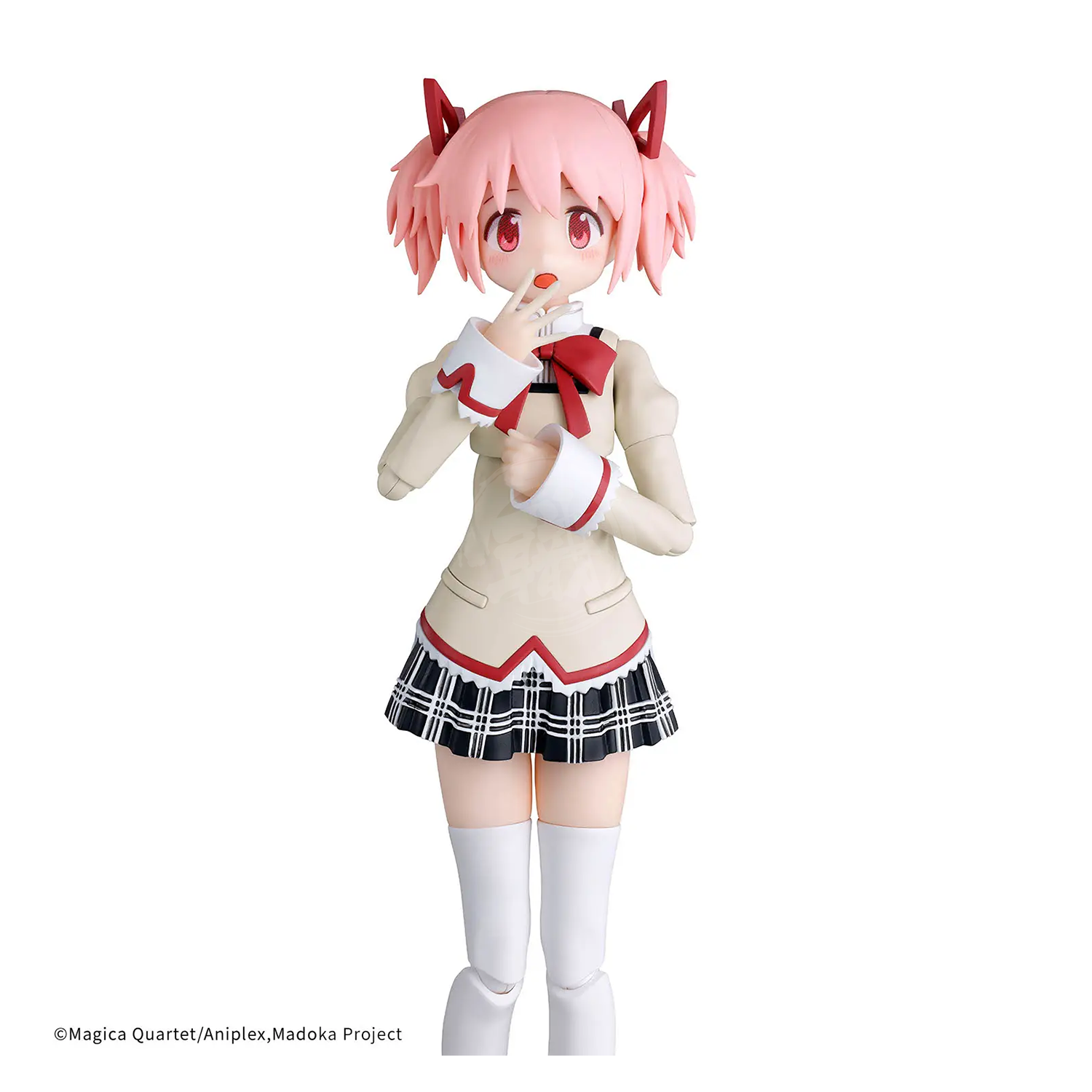 Bandai 30MP Madoka Kaname model kit in school uniform, featuring detailed plastic parts and realistic character design.
