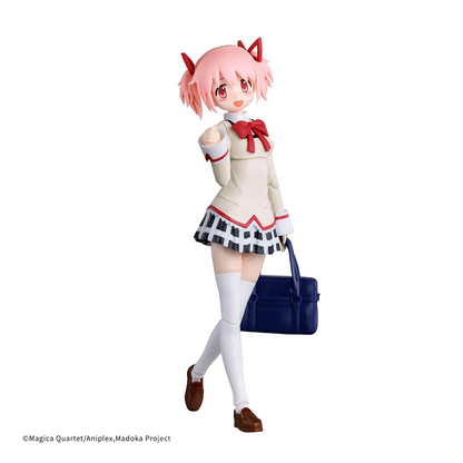 Bandai 30MP Madoka Kaname model kit in school uniform, showcasing detailed figure with vibrant colors and intricate design.