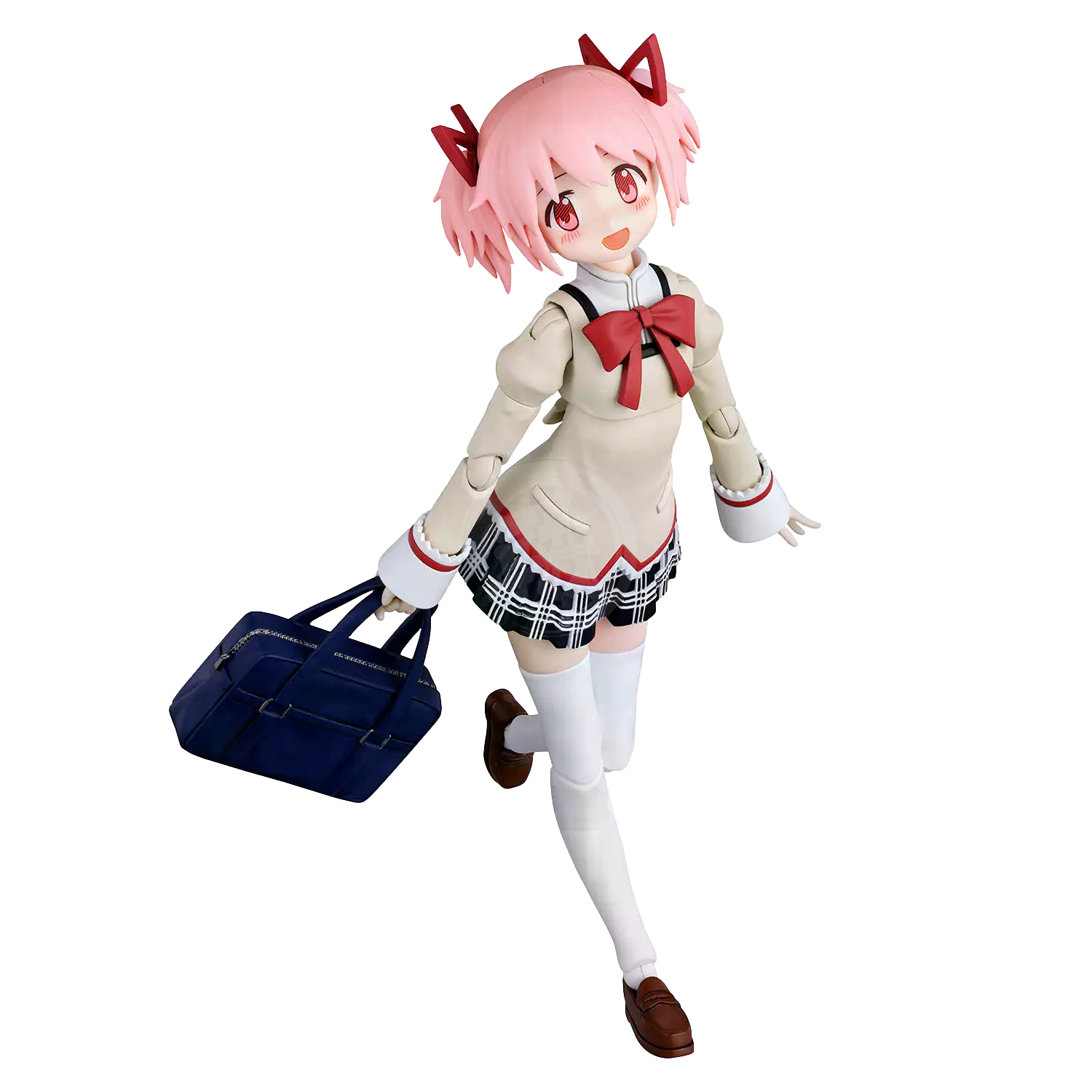 Bandai 30MP Madoka Kaname model kit in school uniform, detailed plastic figure with vibrant colors and intricate design.