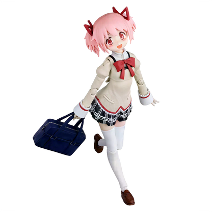 Bandai 30MP Madoka Kaname model kit in school uniform, detailed plastic figure with vibrant colors and intricate design.