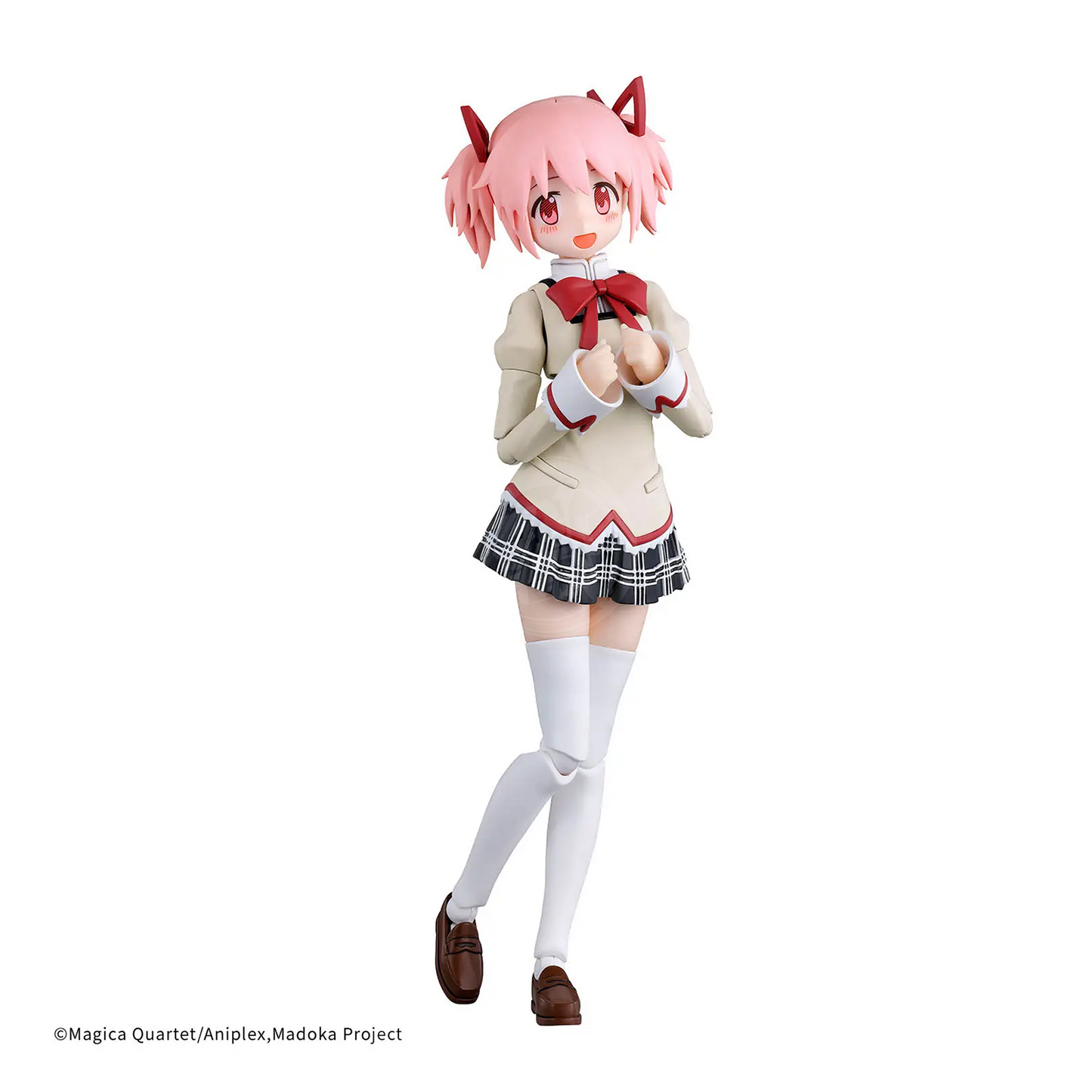 30MP Madoka Kaname model kit in school uniform by Bandai, featuring detailed character design and assembly parts.