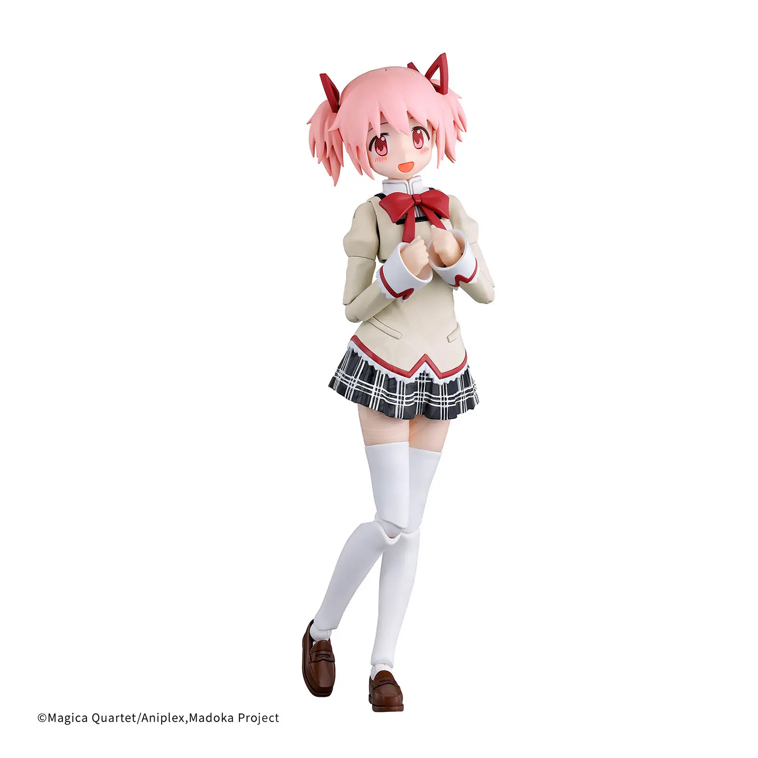 30MP Madoka Kaname model kit in school uniform by Bandai, featuring detailed character design and assembly parts.