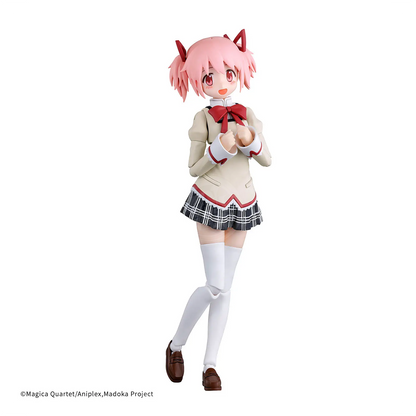 30MP Madoka Kaname model kit in school uniform by Bandai, featuring detailed character design and assembly parts.