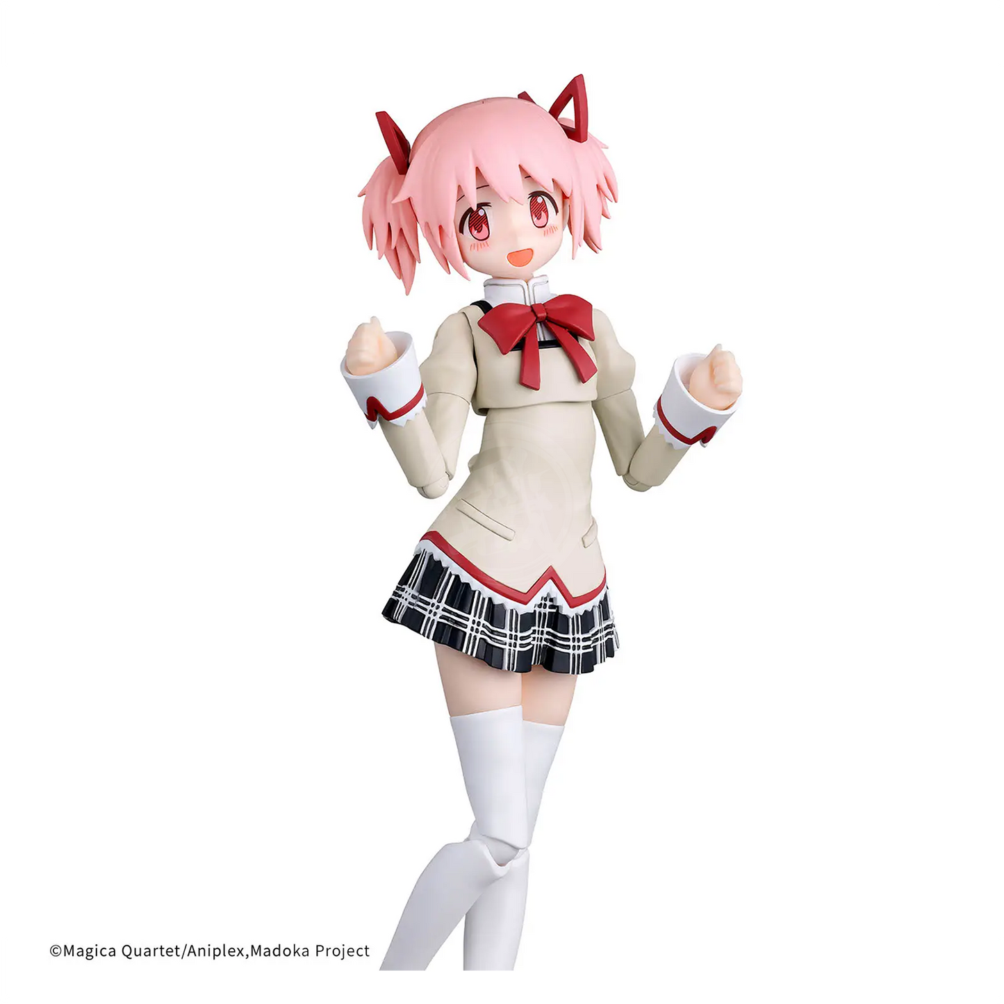 30MP Madoka Kaname model kit in school uniform by Bandai, featuring detailed parts and assembly-ready plastic components.