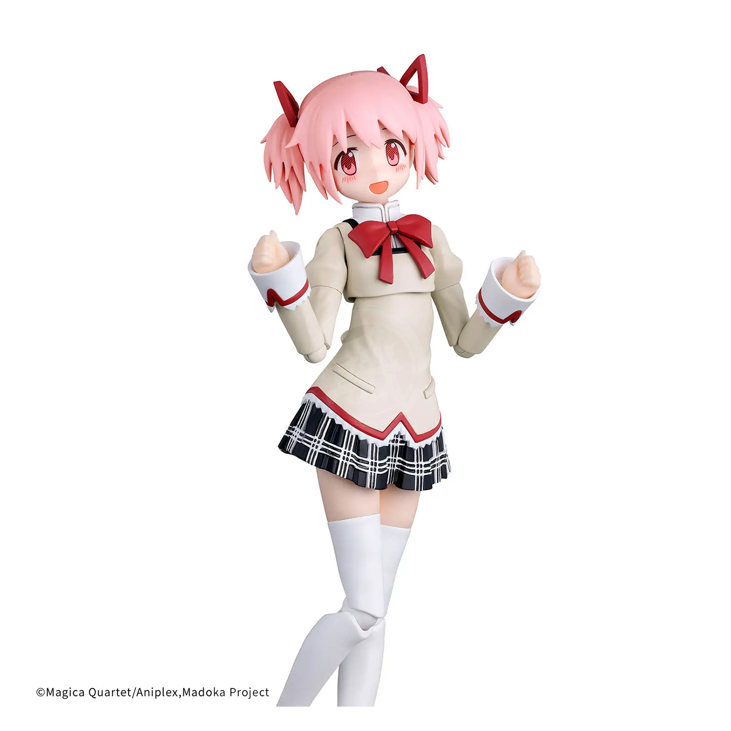 30MP Madoka Kaname model kit in school uniform by Bandai, featuring detailed parts and assembly-ready plastic components.