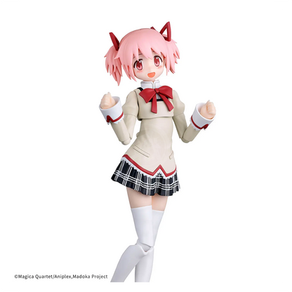 30MP Madoka Kaname model kit in school uniform by Bandai, featuring detailed parts and assembly-ready plastic components.