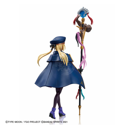 Model kit image of the 30MS Caster Altria Caster from Fate/Grand Order by Bandai, showing detailed parts and assembly.